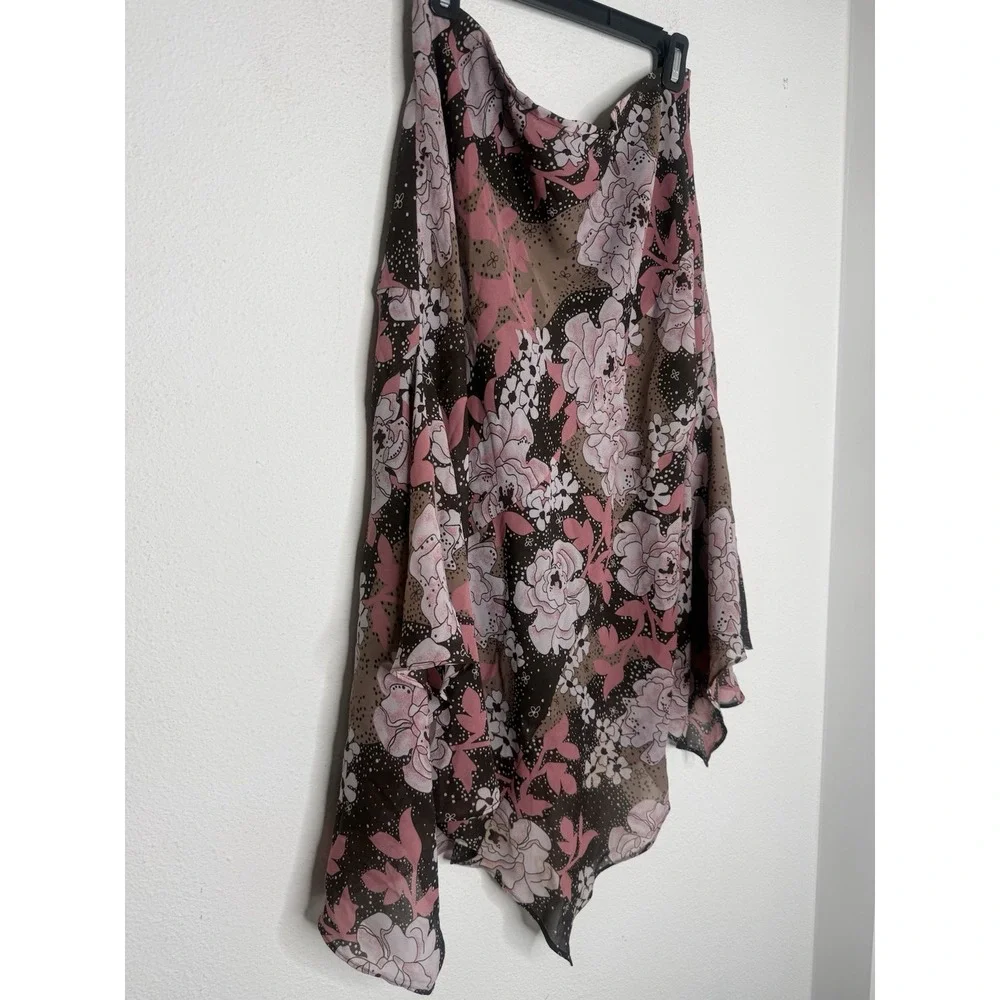 Vintage Y2K Floral Hanky Hem Asymmetrical Skirt Romantic Grunge Fairy Plus 14/16